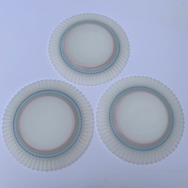 Arts & Crafts MacBeth-Evans Rainbow Petalware Plates - Set of 3 For Sale - Image 3 of 5