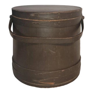 Late 19th Century Original Brown Painted Large Firkin / Bucket For Sale