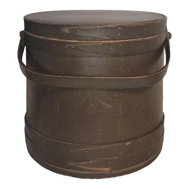 Late 19th Century Original Brown Painted Large Firkin / Bucket For Sale