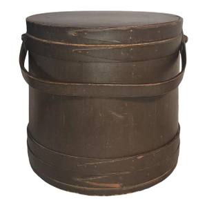 Late 19th Century Original Brown Painted Large Firkin / Bucket
