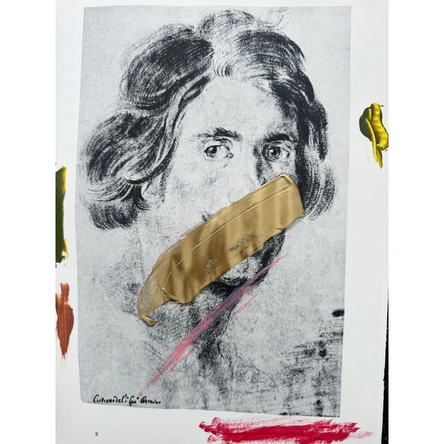 Abstract original painting on vintage book page by Virginia Chamlee. Signed and dated. 2024. Mixed media on paper....