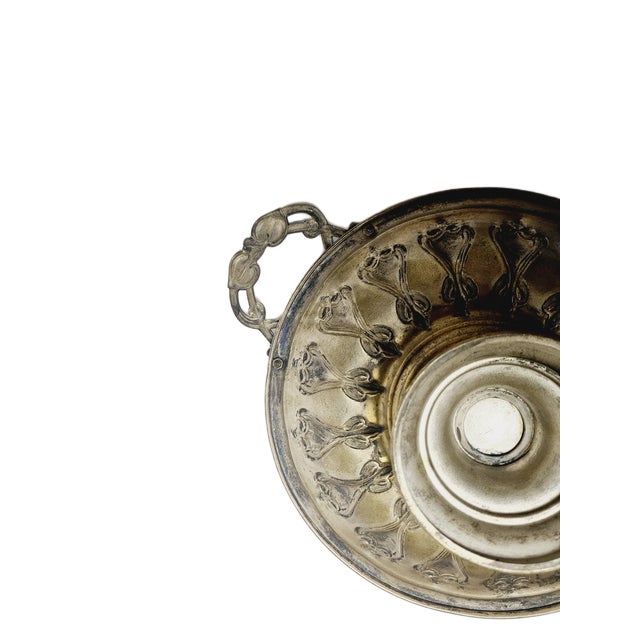Metal Art Nouveau Fruit Bowl on Stand, Sweden, 1900s For Sale - Image 7 of 14