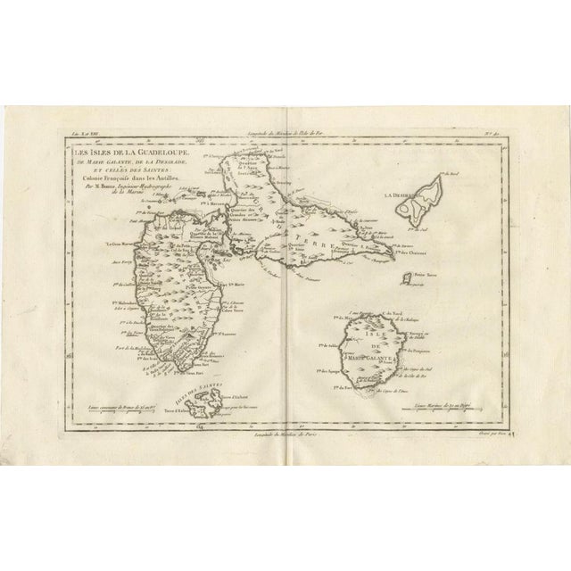 Antique Map of Guadeloupe and Marie Galante, 1780 For Sale - Image 4 of 12