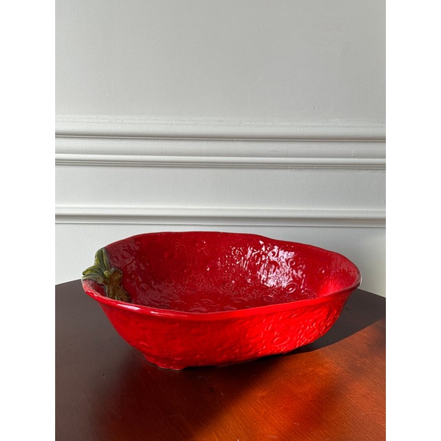 Vintage Italian Ceramic Strawberry Serving Bowl For Sale - Image 11 of 15