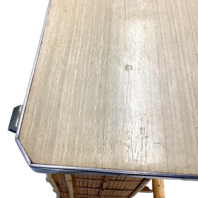 Vintage Bamboo & Woven Rattan Freestanding Dry Bar With Shelving For Sale - Image 12 of 17