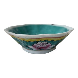 Small Vintage China Pottery Bowl With Foral Motif For Sale
