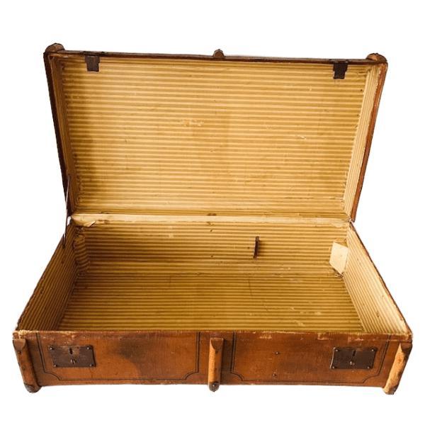 Antique Canvas Trunk with Wooden Bumpers, 1900s For Sale - Image 6 of 11