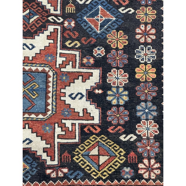 Antique Caucasian Lezgi Rug 3'10" X 4’11" For Sale - Image 4 of 6