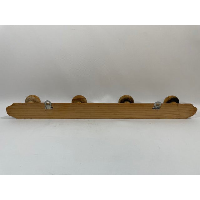 Vintage French Faux Bamboo Wooden 4 Peg Coat Hat Rack For Sale - Image 14 of 18
