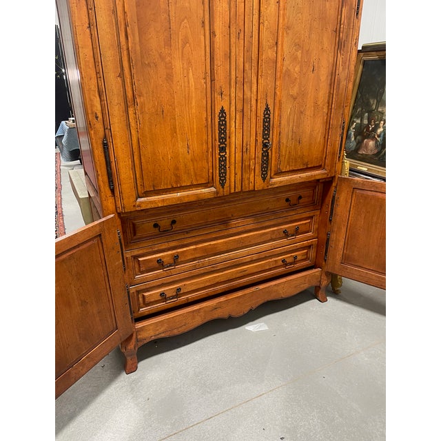Late 20th Century Late 20th Century Large French Country Style Television Armoire For Sale - Image 5 of 13