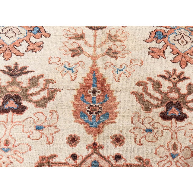 Late 19th Century Antique Persian Sultanabad Beige Bold Handmade Wool Rug For Sale - Image 5 of 9