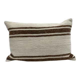 Turkish Hemp Pillow Cushion Natural Beige Brown Pillow Cushion Cover 16" x 24" For Sale