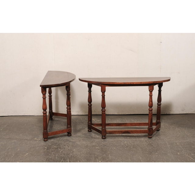 Brown Pair of Italian Wood Demi Consoles, 19th C. For Sale - Image 8 of 12