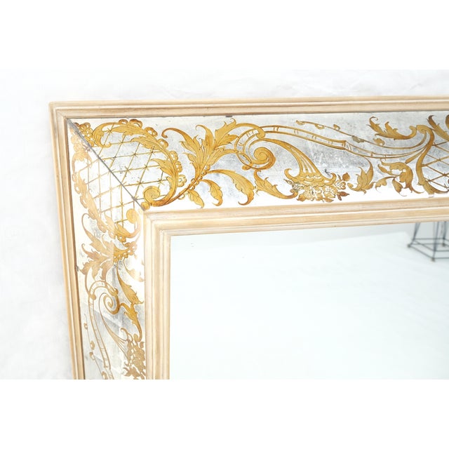 Fine Large 48" Square Convex Shape Reverse Painted Frame Italian Wall Mirror For Sale - Image 4 of 12