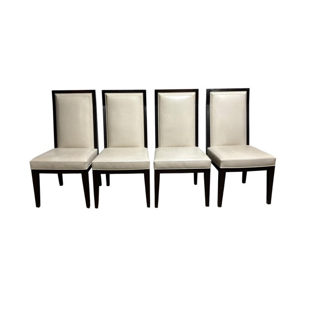 Wood Set of 4 Jean Michel Frank Chaise Tapissée 1932 by ECart For Sale - Image 7 of 8