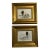 Contemporary 2 Original Abstract Ink Paintings Chunky Gold Frames-a Pair For Sale
