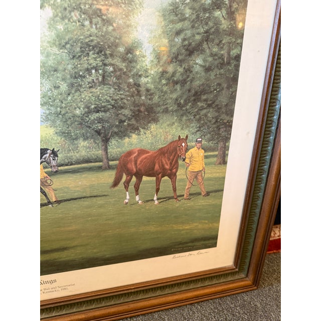 1980s Richard Stone Reeves Three Kings: Nijinsky Ii, Spectacular Bid & Secretariat Lithograph, Framed For Sale - Image 5 of 12