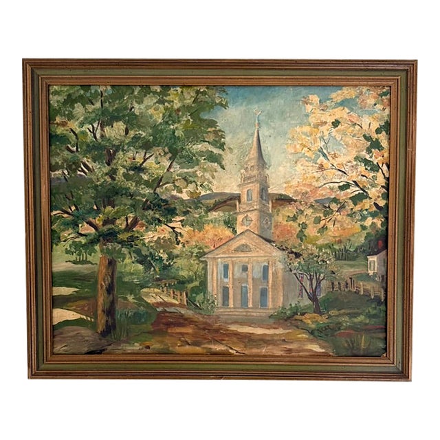 Mid 20th Century New England American Church Landscape For Sale