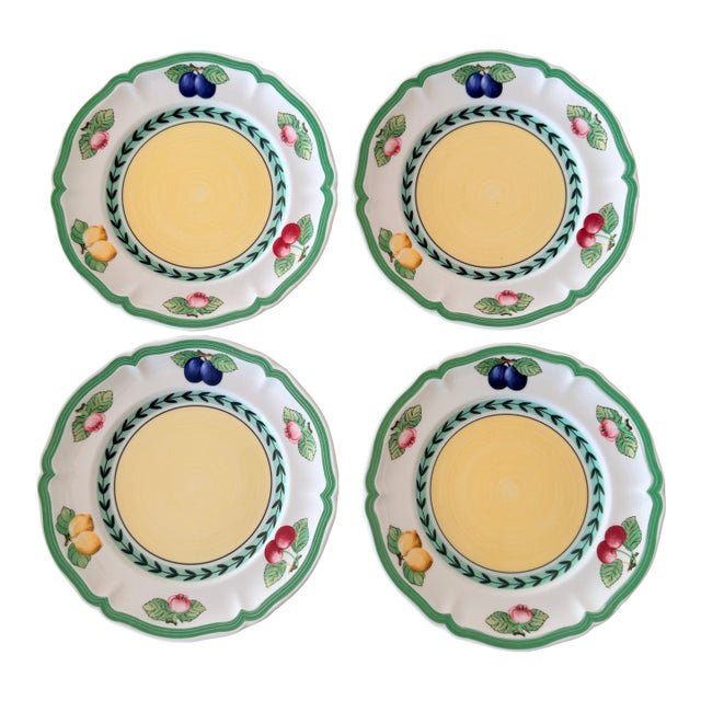 Late 20th Century Villeroy & Boch French Garden Fleurence Salad or Dessert Plates - Set of 4 For Sale