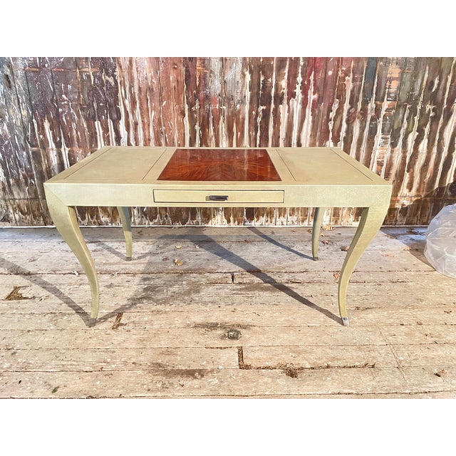 A contemporary style writing desk covered in imitation shagreen. ( Shagreen is traditionally the textured skin of sharks...