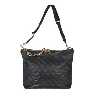 Black Monogram Embossed Lambskin Coussin MM Hobo