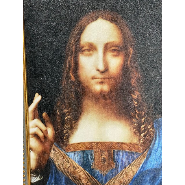 2020s Salvator Mundi After Leonardo Da Vinci – Hand-Textured Fine Art Print For Sale - Image 5 of 11