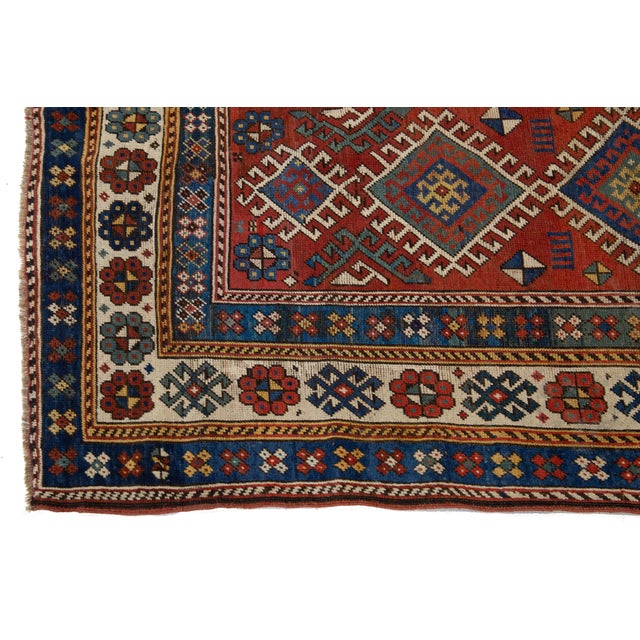 1910s Antique Persian Shirvan Rust Wool Rug With Tribal Design For Sale - Image 5 of 7