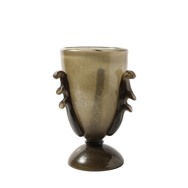 Pair of Mid-Century Sculptural Hand-Blown Smoke Murano Bullicante Glass Uplights For Sale - Image 16 of 17