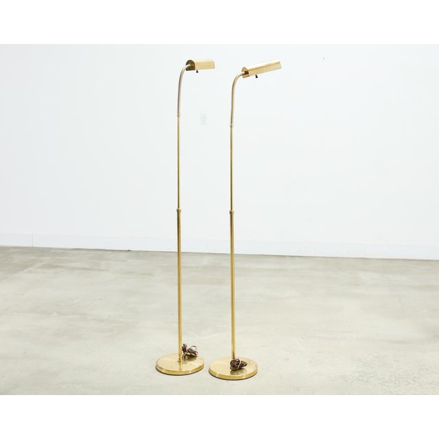 Pair of Mid-Century Brass Adjustable Pharmacy Floor Lamps For Sale - Image 10 of 18