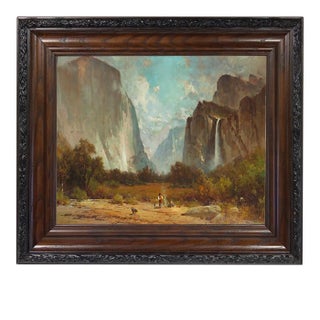 "Yosemite Valley Landscape" Contemporary Reproduction Print on Canvas After Thomas Hill, Framed For Sale