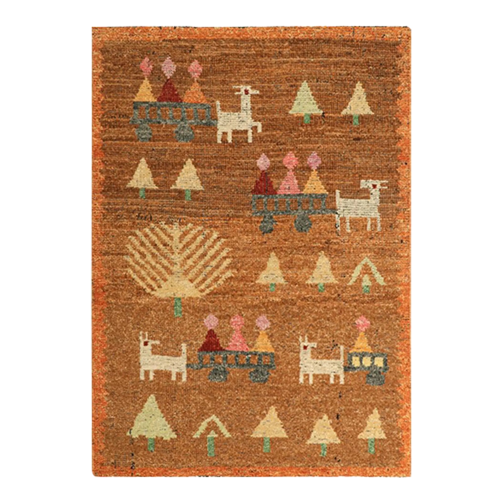 Rug & Kilim’s Swedish Style Rug in Brown With Figural Geometric ...