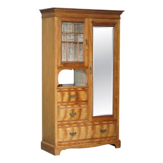 English Compactum Wardrobe in Light Oak, 1920s For Sale