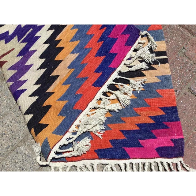 Modern Diamond Design Kilim Rug, 59" X 39" For Sale - Image 10 of 11