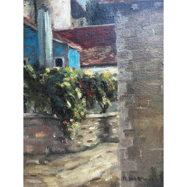 Impressionist Vintage 1970's Oil Painting French Village For Sale - Image 3 of 9