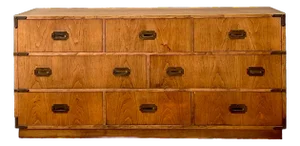 Vintage Brass Accented Campaign Dresser