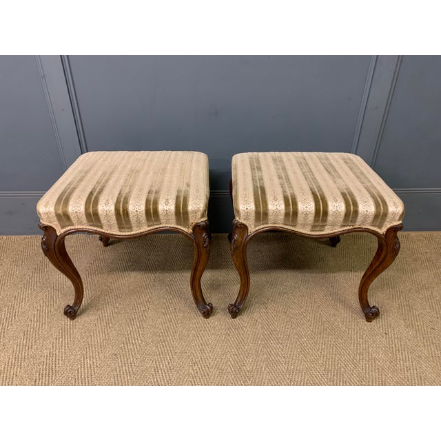 Late 19th Century Victorian Cabriole Leg Stools, 1870, Set of 2 For Sale - Image 5 of 13