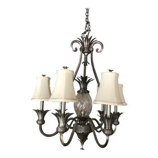Contemporary Pewter Tone Pineapple Chandelier For Sale