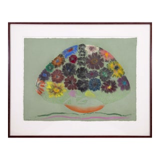 Stanley Boxer Flowered Consequence When Stared at Signed Mixed-Media on Paper For Sale