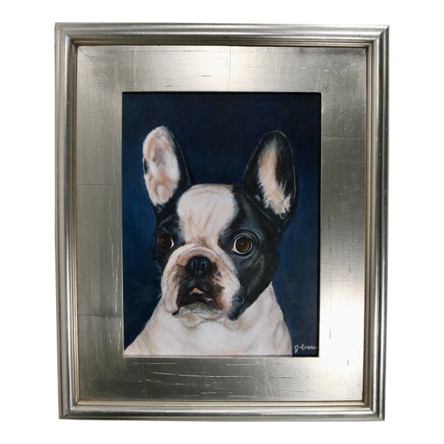 Boston Terrier Dog Portrait Oil Painting “Henry” Signed For Sale