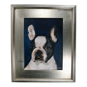 Boston Terrier Dog Portrait Oil Painting “Henry” Signed