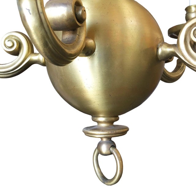 Brass 1990s English Georgian Style Heavy Brass 5 Arm Electric Chandelier For Sale - Image 8 of 8