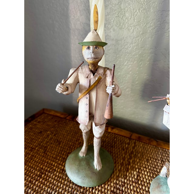 Chinoiserie Vintage 1990s Anthropomorphic Monkey Candle Holders - Complete Set of 3 For Sale - Image 3 of 11