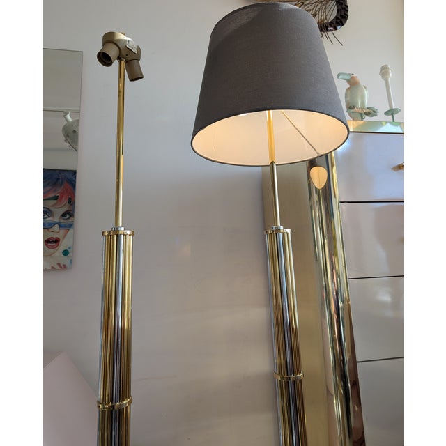 Vintage Gilt and Chrome Floor Lamps from Baulmann, Germany, 1980s, Set of 2 For Sale - Image 9 of 18