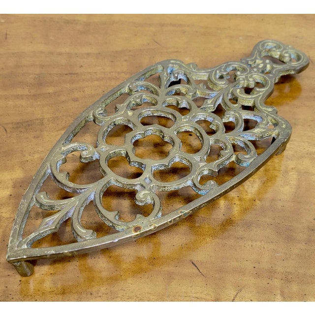 Vintage Brass Trivet or Iron Rest For Sale - Image 4 of 10