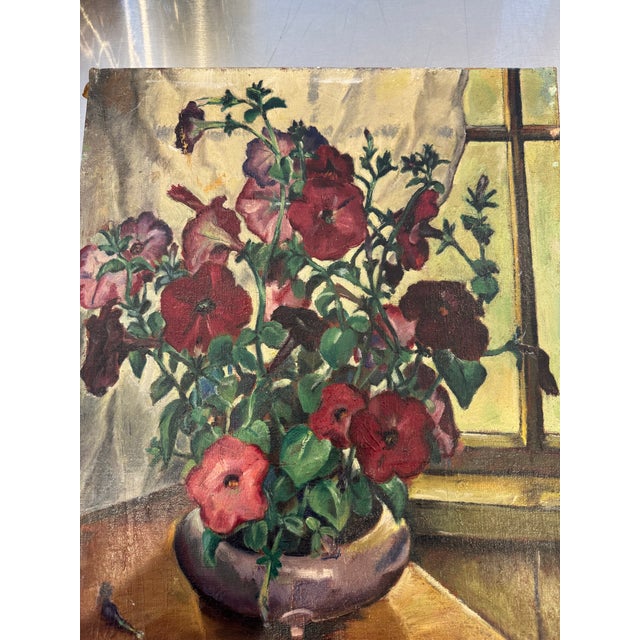 American 1932 Oil Painting “Window – Petunias” by William Hyde Irwin For Sale - Image 3 of 11