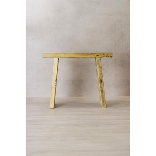 Vintage Rustic Square Elm Stool For Sale - Image 4 of 7