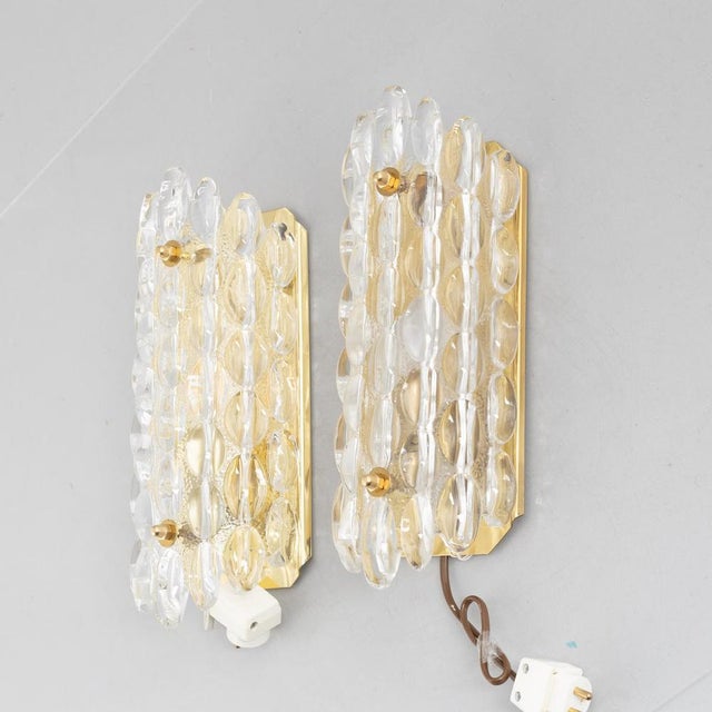 1960s Glass and Brass Sconce by Carl Fagerlund for Orrefors, Sweden, 1960s For Sale - Image 5 of 7