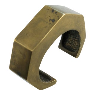 Vintage 1970s Brutalist Brass Cuff Bracelet For Sale