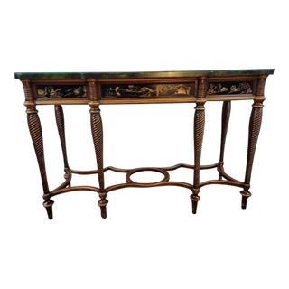 Hollywood Regency Chinoiserie & Faux Marble Top Console by John Widdicomb For Sale