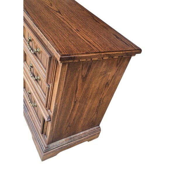 Mid 20th Century Vintage Dixie Oak Triple Dresser Credenza | 9 Drawer Solid Wood Buffet | Traditional Storage Cabinet For Sale - Image 5 of 7